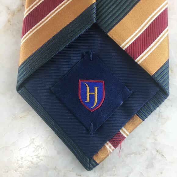 HENRY JACOBSON SILK BLEND REGIMENT STRIPE NECKTIE - Picture 8 of 15